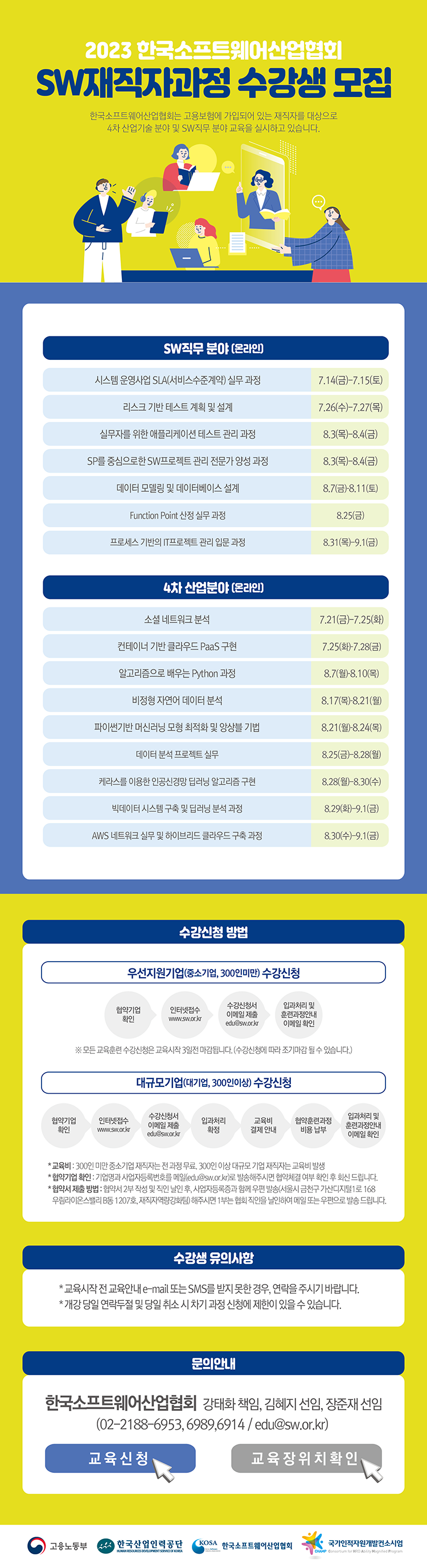 2023 한국소프트웨어산업협회 컨소시엄 재직자 훈련과정 모집안내 7-8월 
