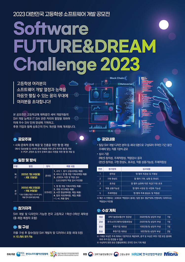 2023 대한민국 고등학생 소프트웨어 개발 공모전 「Software FUTURE&DREAM Challenge 2023 개최 안내